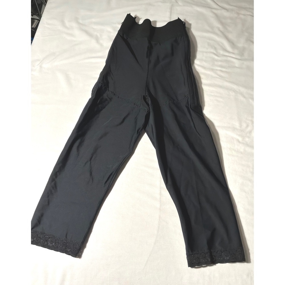 Black High Waist Post Surgical Compression Girdle Capri Pants Lace Open Crotch